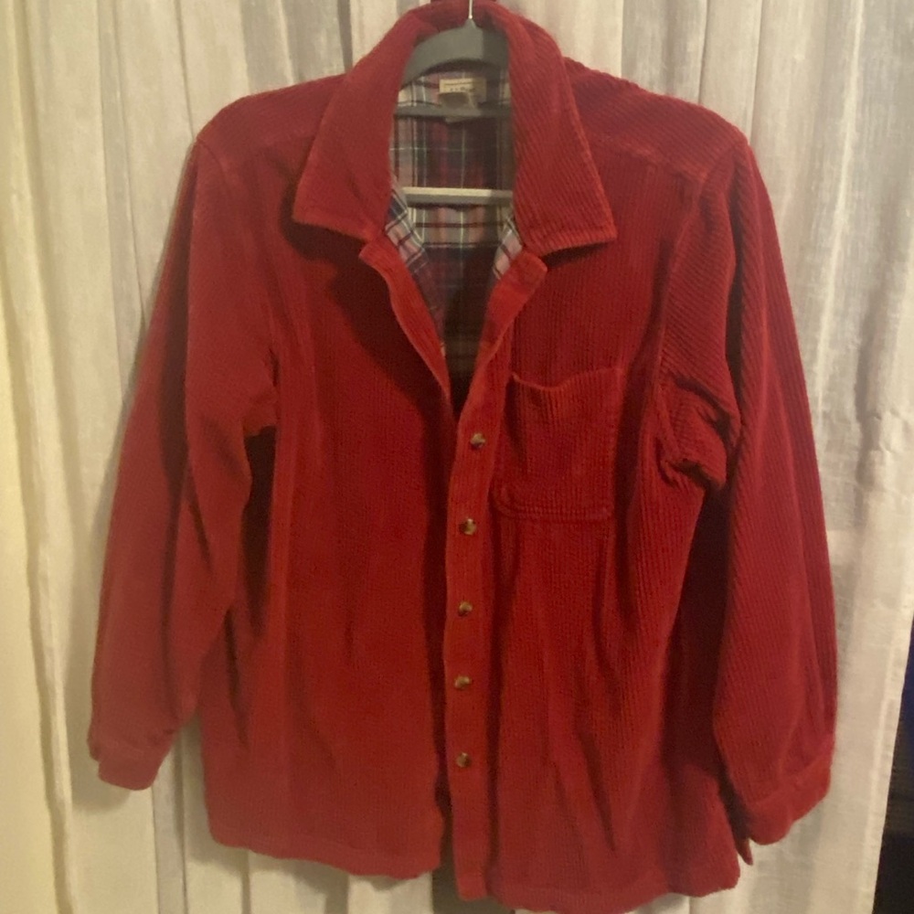 L.L. Bean Red Lined Corduroy Flannel Size Large